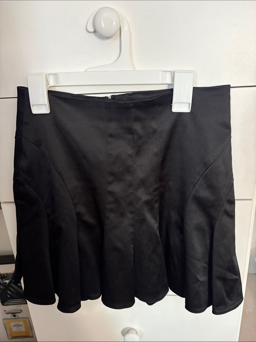 Satin Bebe Black Flared A-Line Skirt